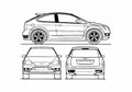 Blueprint Ford Focus ST 3 door Hatchback 2007 A4 Photo Print