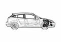 Blueprint Ford Focus SVT Hatchback 2002 A4 Photo Print