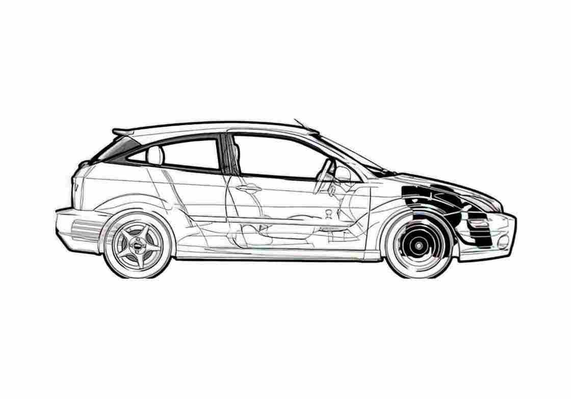 Blueprint Ford Focus SVT Hatchback 2002 A4 Photo Print