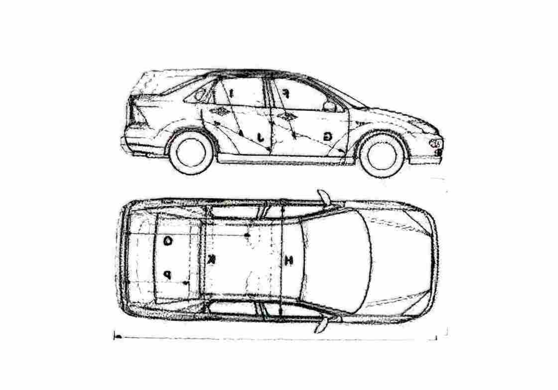 Blueprint Ford Focus Sedan 2002 A4 Photo Print
