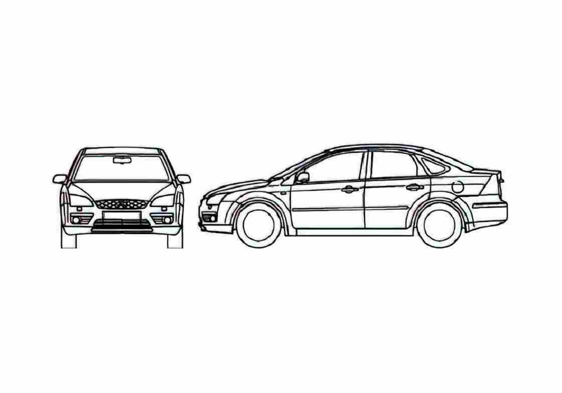 Blueprint Ford Focus Sedan 2007 A4 Photo Print