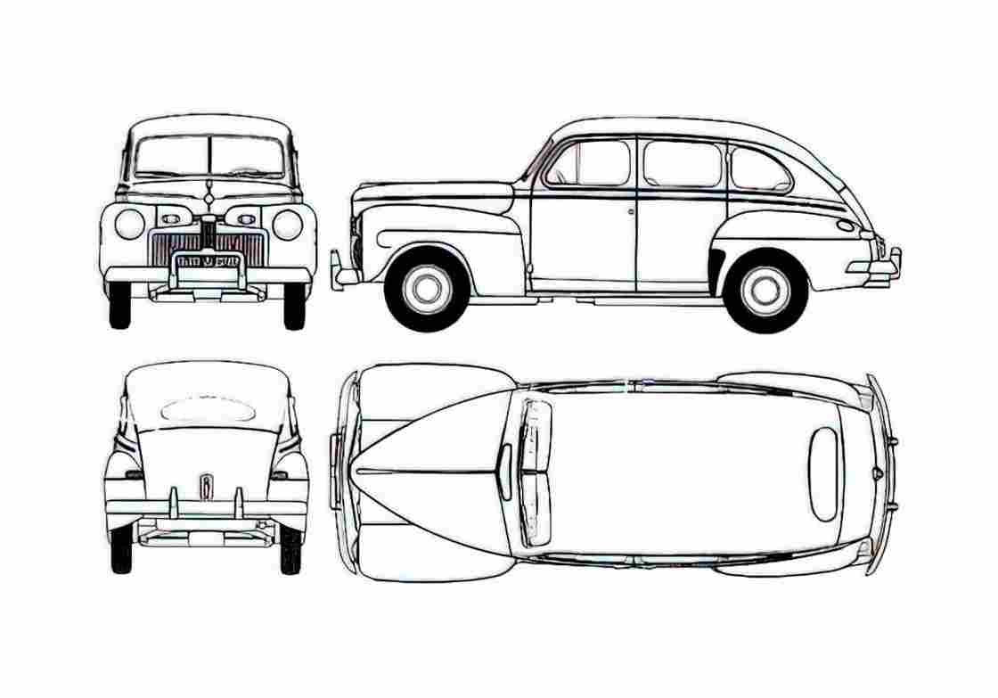 Blueprint Ford Fordor Super DeLuxe Wagon 1942 A4 Photo Print
