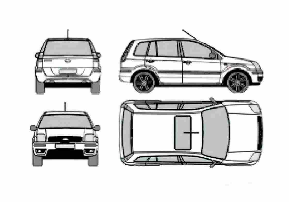 Blueprint Ford Fusion Hatchback 2003 A4 Photo Print