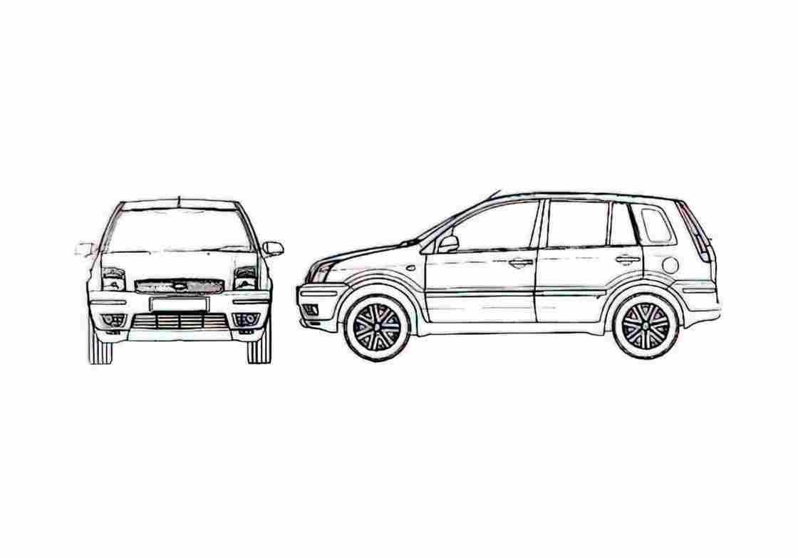 Blueprint Ford Fusion Hatchback 2005 A4 Photo Print