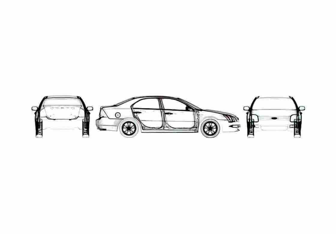 Blueprint Ford Fusion Sedan 2007 A4 Photo Print