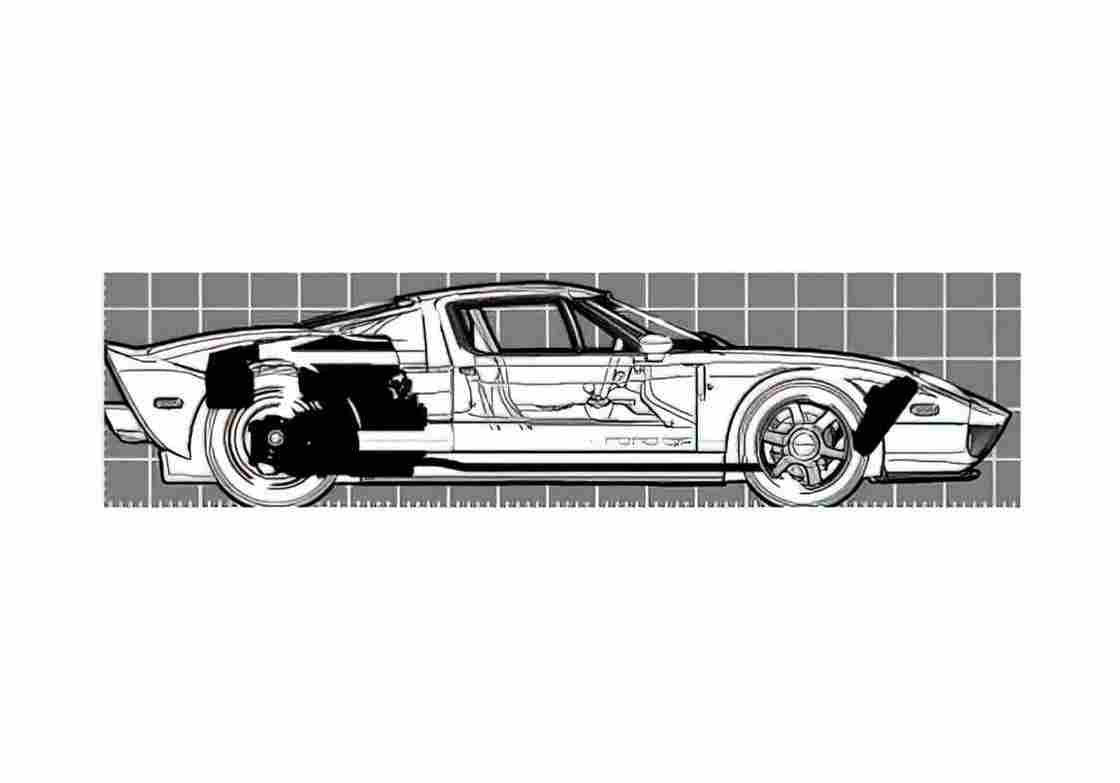 Blueprint Ford GT Coupe 2005 A4 Photo Print