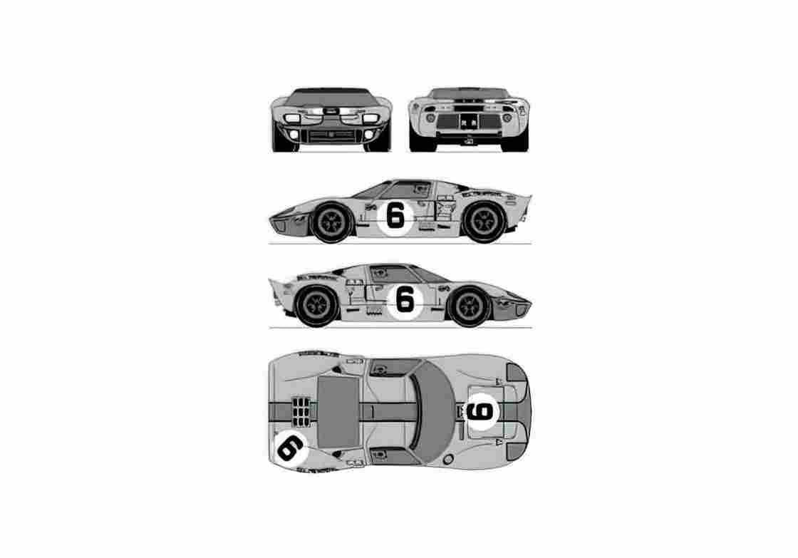 Blueprint Ford GT40 Le Man Coupe 1969 A4 Photo Print