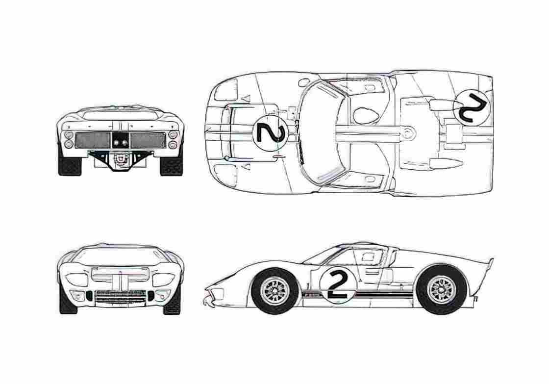 Blueprint Ford GT40 Mk II Le Mans Coupe 1966 A4 Photo Print