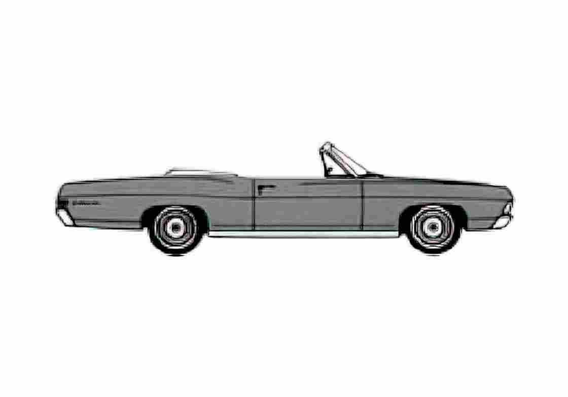Blueprint Ford Galaxie 500 Convertible Cabriolet 1968 A4 Photo Print