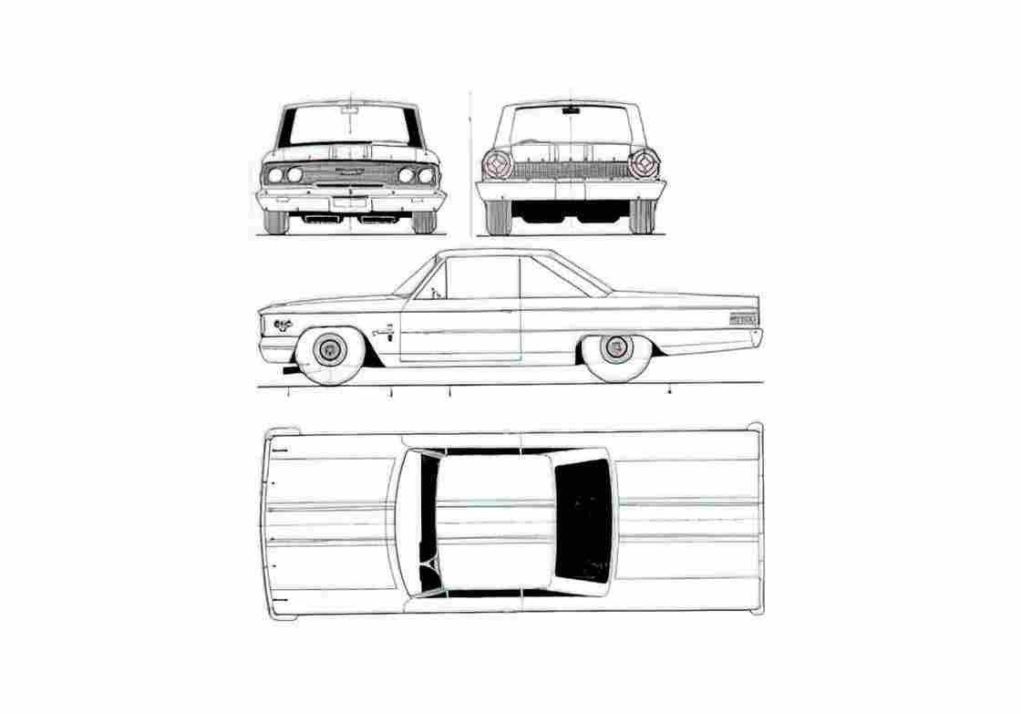 Blueprint Ford Galaxie Sedan 1960 A4 Photo Print