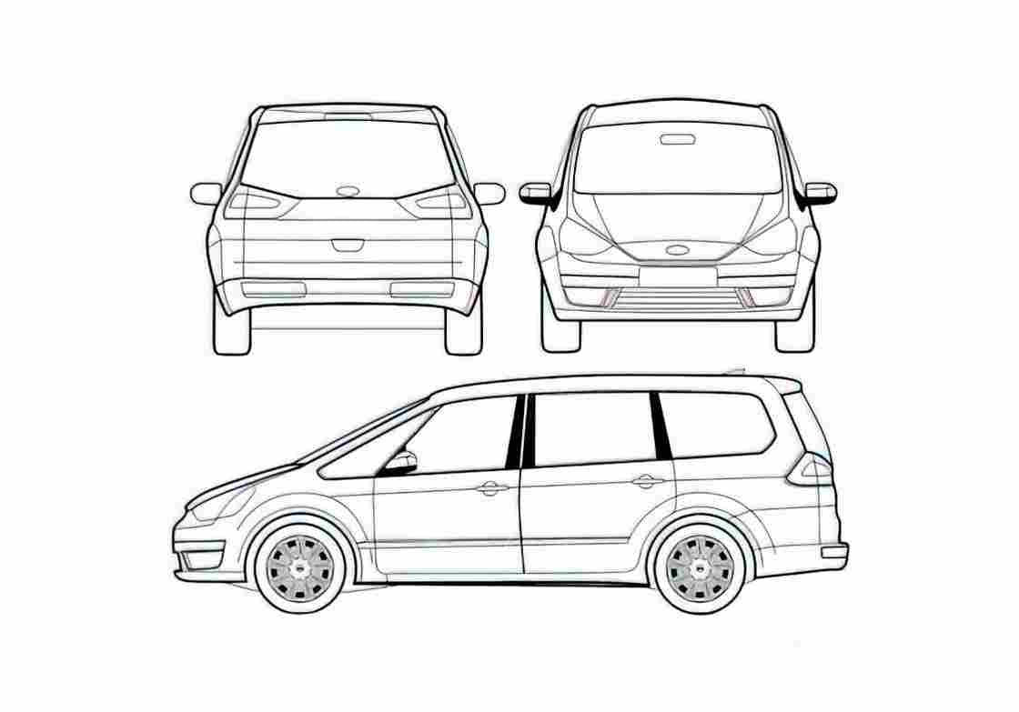 Blueprint Ford Galaxy II Minivan 2007 A4 Photo Print