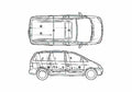 Blueprint Ford Galaxy Minivan 1999 A4 Photo Print