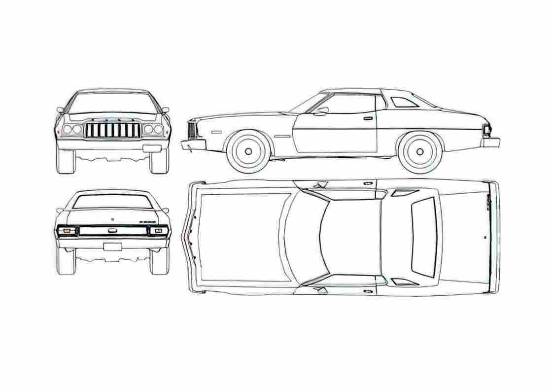 Blueprint Ford Gran Torino Coupe 1976 A4 Photo Print