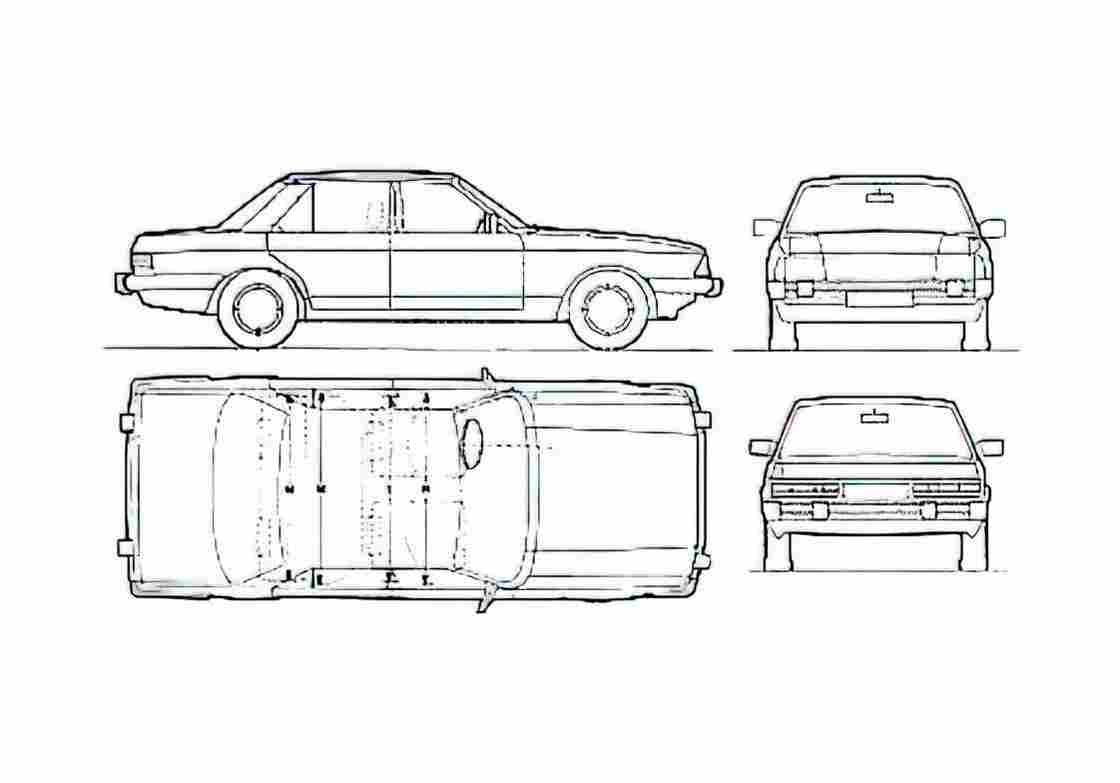 Blueprint Ford Granada Ghia Sedan 1982 A4 Photo Print