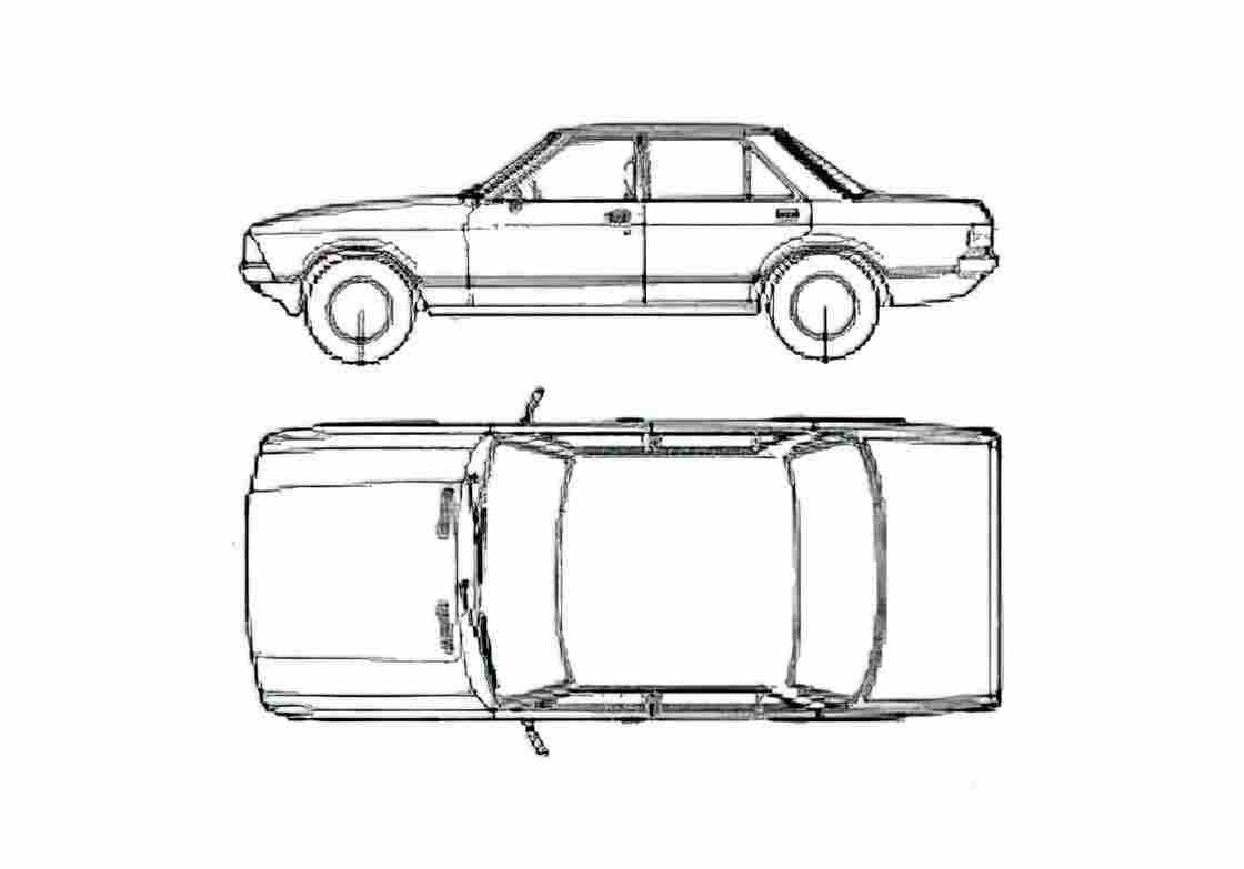 Blueprint Ford Granada Mk II Sedan 1979 A4 Photo Print