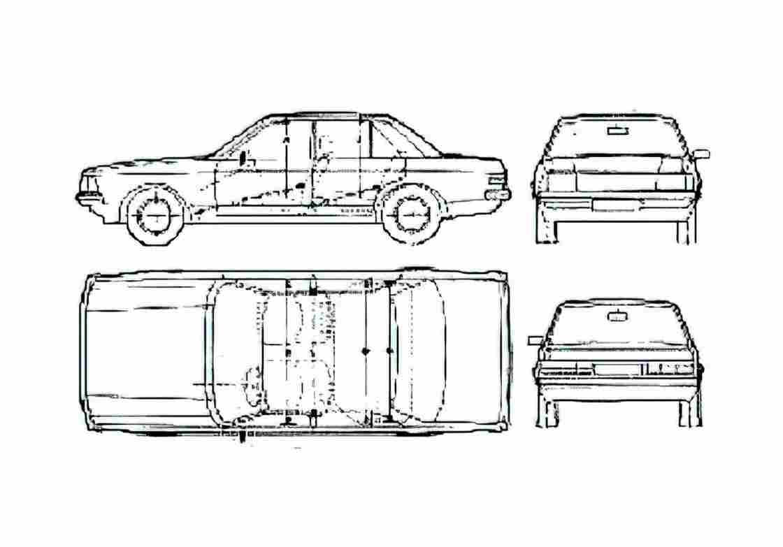 Blueprint Ford Granada Mk II Sedan 1980 A4 Photo Print
