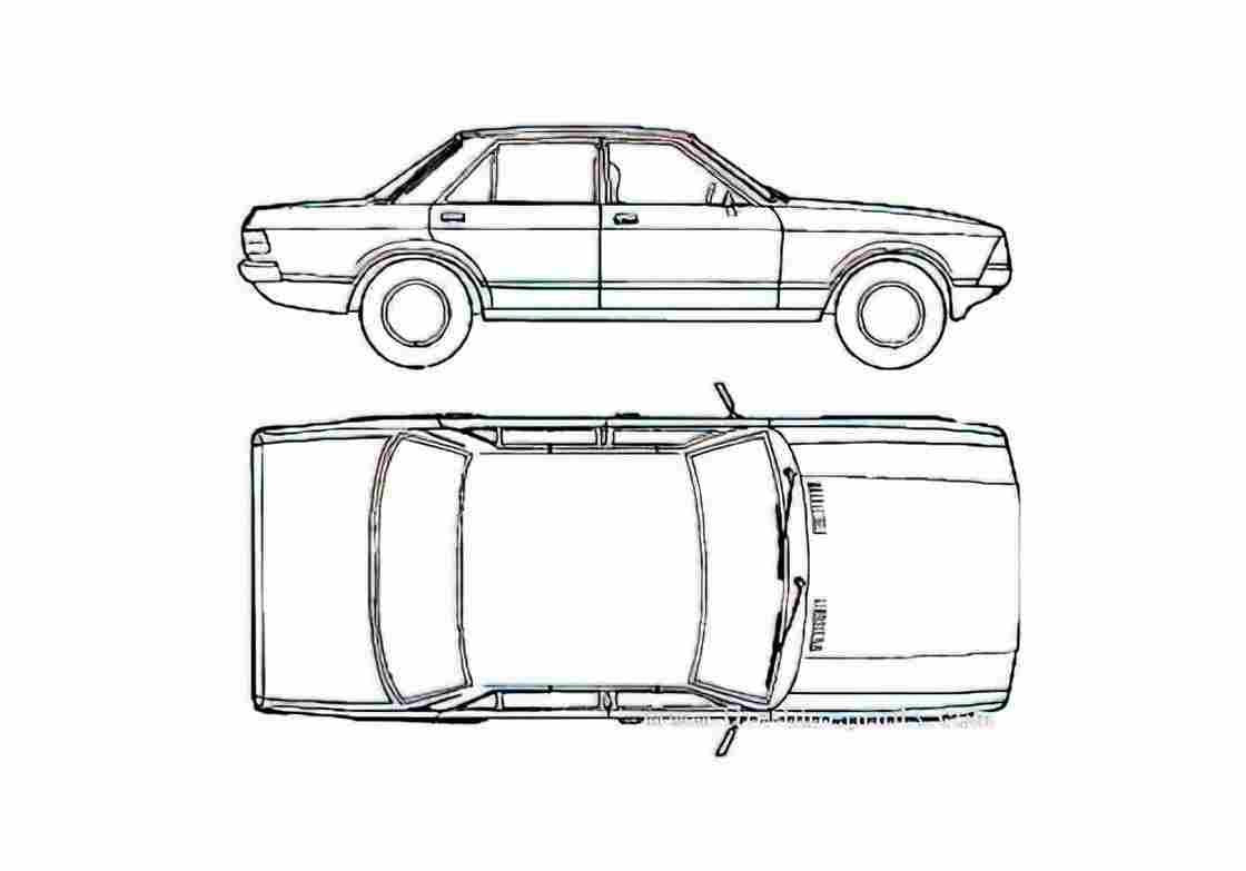 Blueprint Ford Granada Mk II Sedan 1981 A4 Photo Print