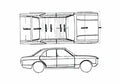 Blueprint Ford Granada Sedan 1972 A4 Photo Print