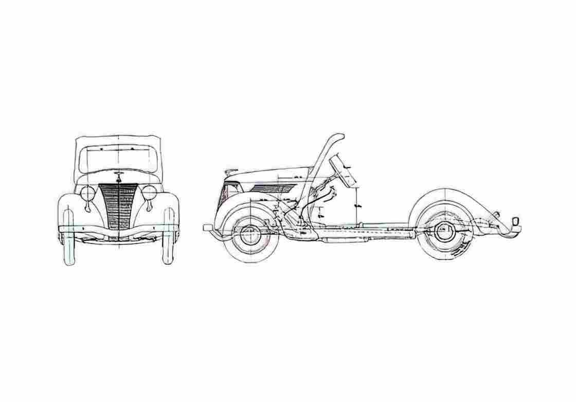 Blueprint Ford Junior Chassis Truck 1937 A4 Photo Print