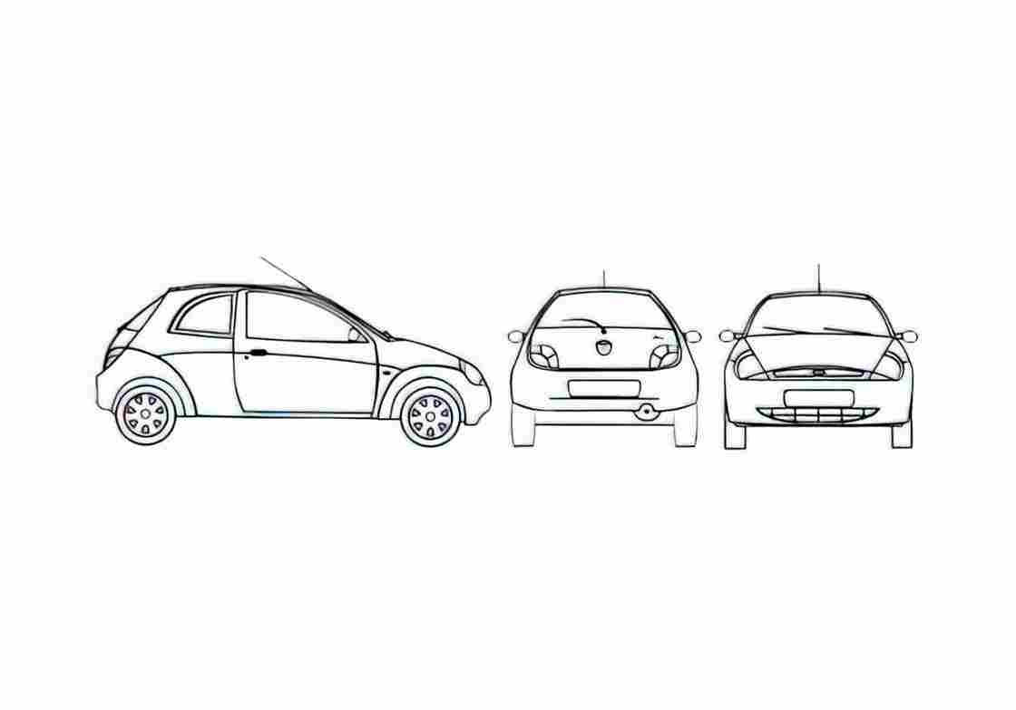Blueprint Ford Ka Hatchback 1998 A4 Photo Print
