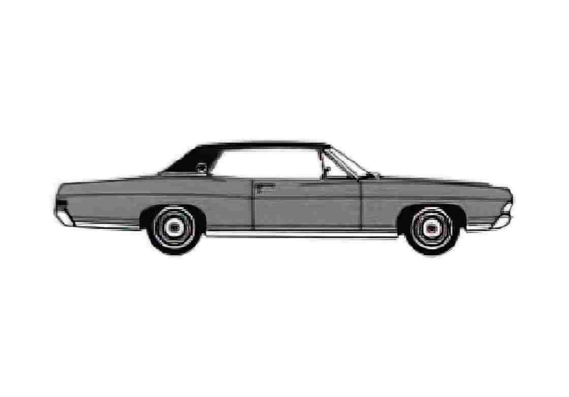Blueprint Ford LTD 2 door Hard Top Coupe 1968 A4 Photo Print