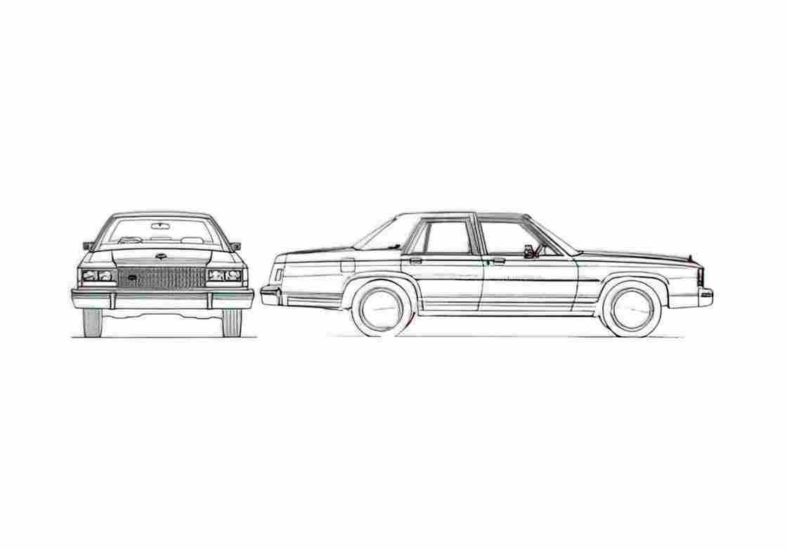 Blueprint Ford LTD Crown Victoria Sedan 1986 A4 Photo Print