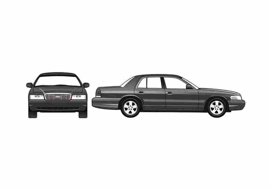 Blueprint Ford LTD Crown Victoria Sedan 2008 A4 Photo Print