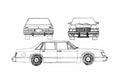 Blueprint Ford LTD II Sedan 1983 A4 Photo Print