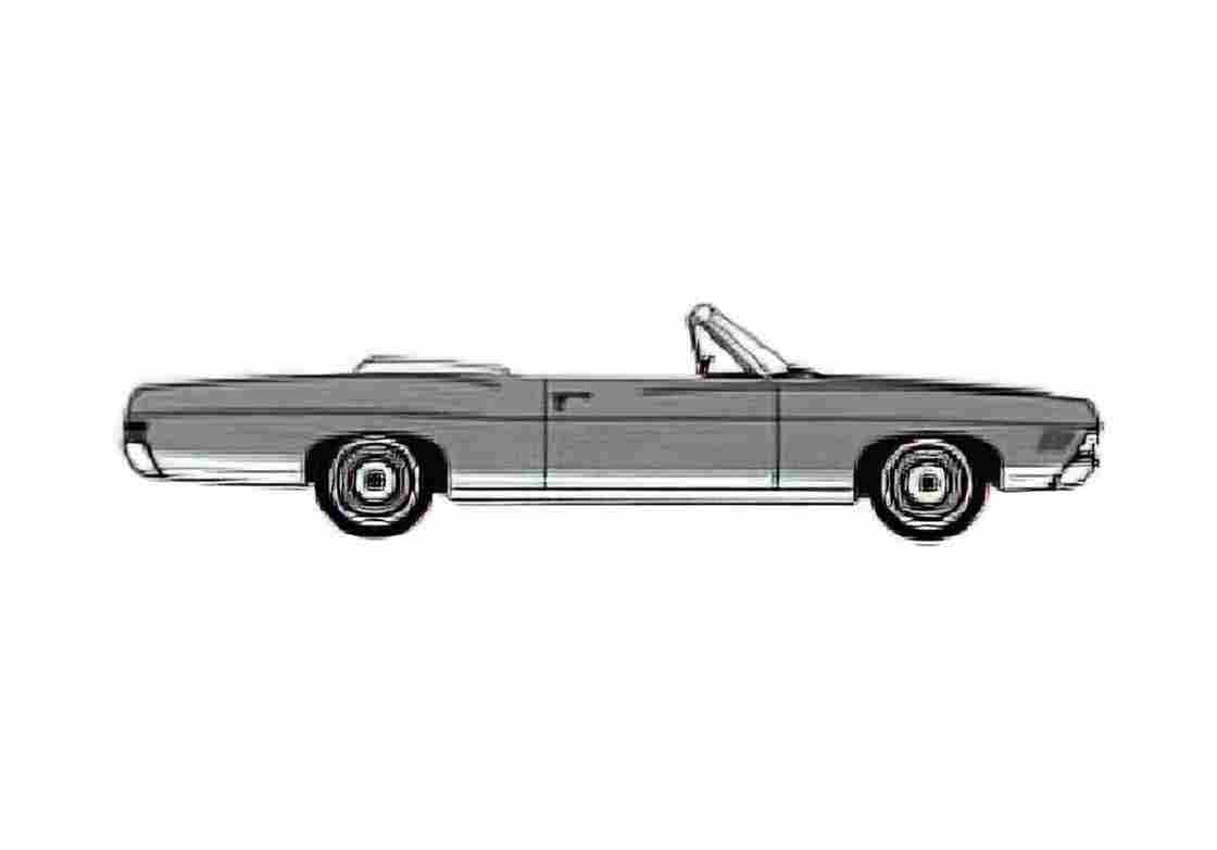 Blueprint Ford LTD LX Convertible Cabriolet 1968 A4 Photo Print