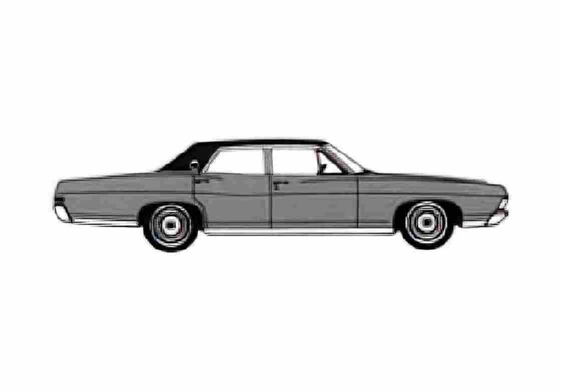 Blueprint Ford LTD Sedan 1968 A4 Photo Print