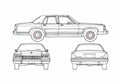 Blueprint Ford LTD Sedan 1985 A4 Photo Print