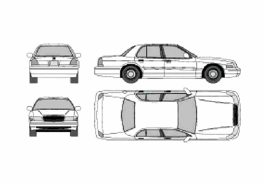 Blueprint Ford LTD Sedan 2001 A4 Photo Print