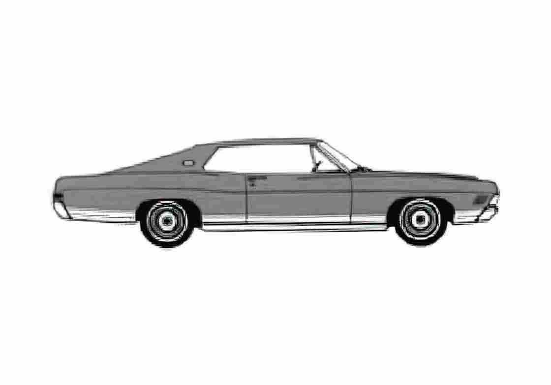 Blueprint Ford LTD XL Fastback Coupe 1968 A4 Photo Print