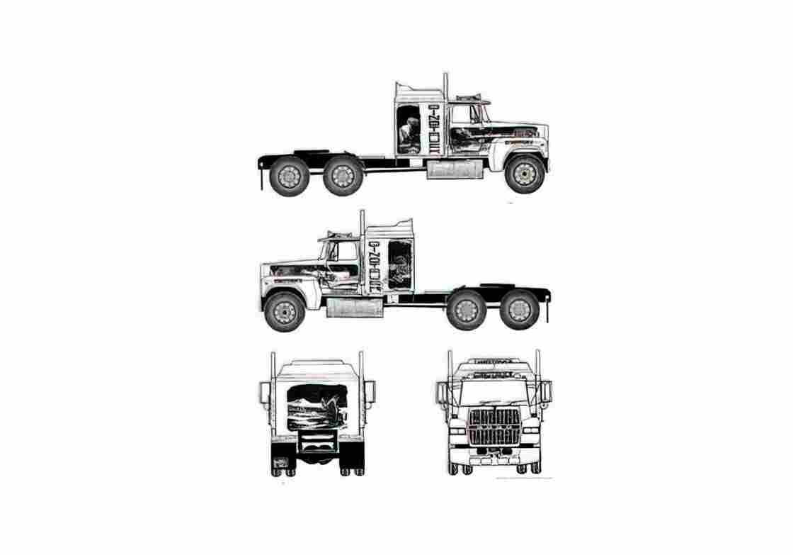 Blueprint Ford LTL9000 Truck A4 Photo Print