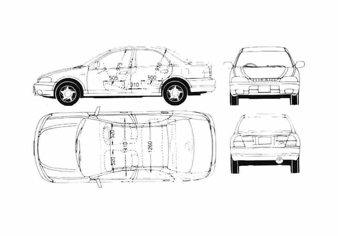 Blueprint Ford Laser Sedan 1998 A4 Photo Print