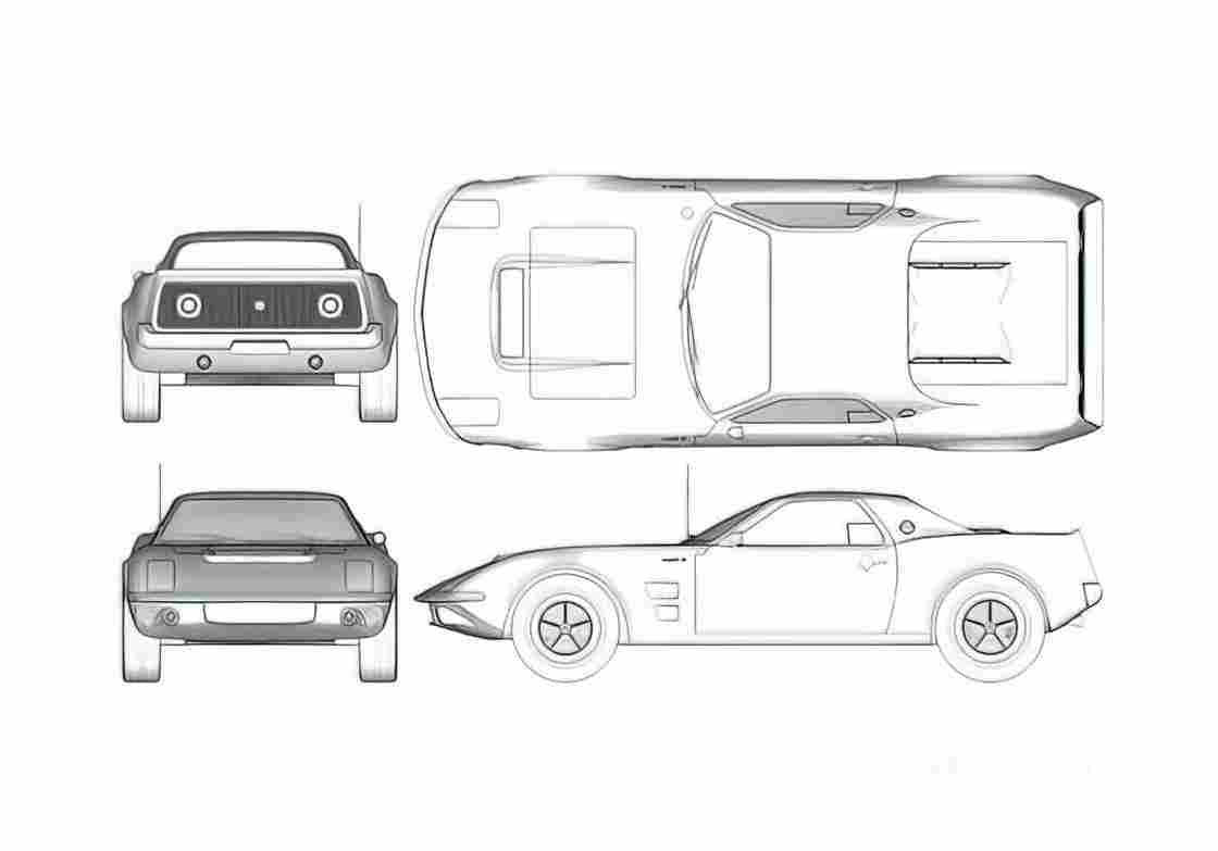 Blueprint Ford Mach 2 Coupe A4 Photo Print