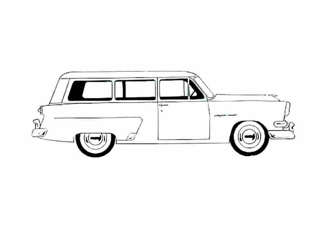 Blueprint Ford Mainline Ranch Wagon 1954 A4 Photo Print