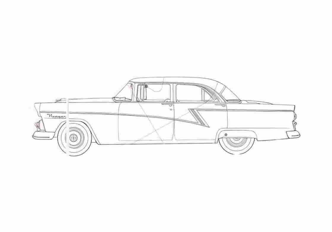 Blueprint Ford Mainline Sedan 1955 A4 Photo Print