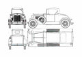 Blueprint Ford Model A Runabout Cabriolet 1927 A4 Photo Print