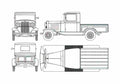 Blueprint Ford Model B Pick up 1932 A4 Photo Print