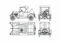 Blueprint Ford Model T Cabriolet 1923 A4 Photo Print