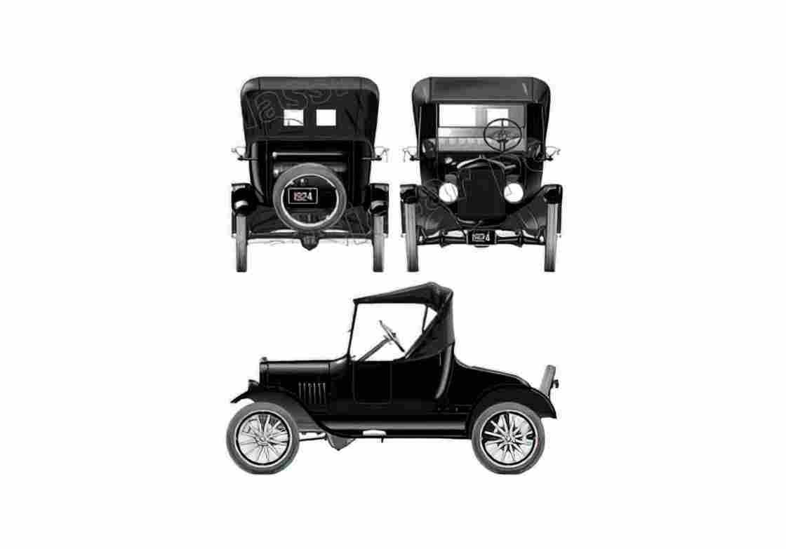 Blueprint Ford Model T Runabout Coupe 1924 A4 Photo Print