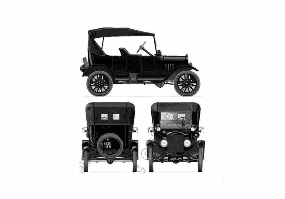 Blueprint Ford Model T Tourer Sedan 1924 A4 Photo Print