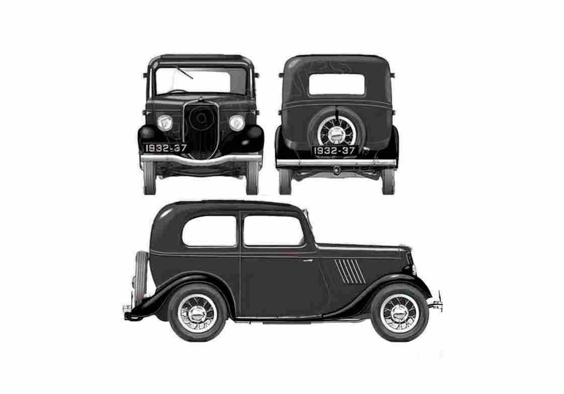 Blueprint Ford Model Y 8hp Tudor Sedan 1935 A4 Photo Print