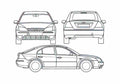 Blueprint Ford Mondeo 5 door Hatchback 2006 A4 Photo Print