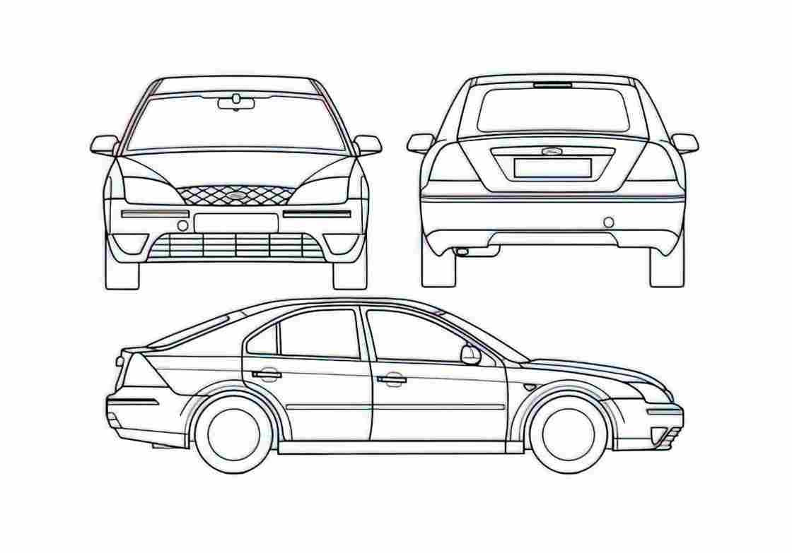 Blueprint Ford Mondeo 5 door Hatchback 2006 A4 Photo Print