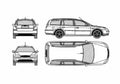 Blueprint Ford Mondeo II Estate Wagon 2003 A4 Photo Print