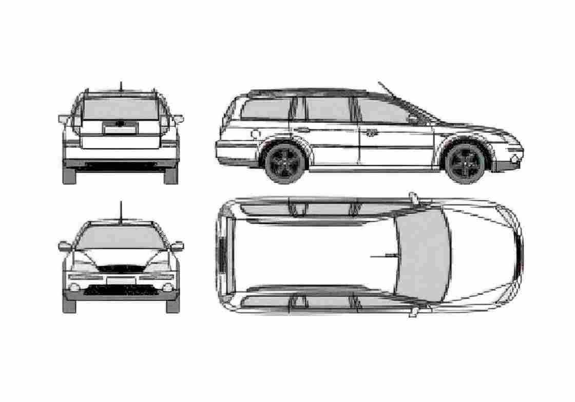 Blueprint Ford Mondeo II Estate Wagon 2003 A4 Photo Print