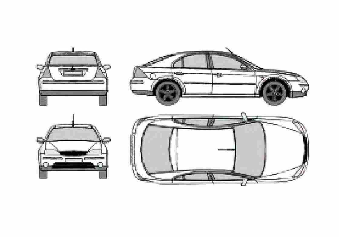 Blueprint Ford Mondeo II Hatchback 2003 A4 Photo Print