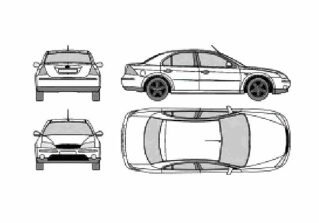 Blueprint Ford Mondeo II Sedan 2003 A4 Photo Print
